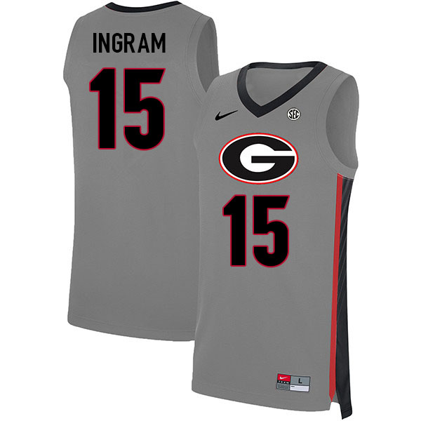 Men #15 Jailyn Ingram Georgia Bulldogs College Basketball Jerseys Sale-Gray - Click Image to Close